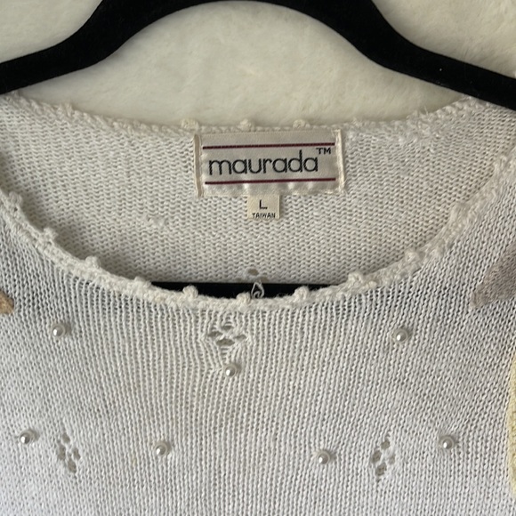 Vintage Maurada Pearl Embellished Womens Knit Sweater Size L - Picture 5 of 8